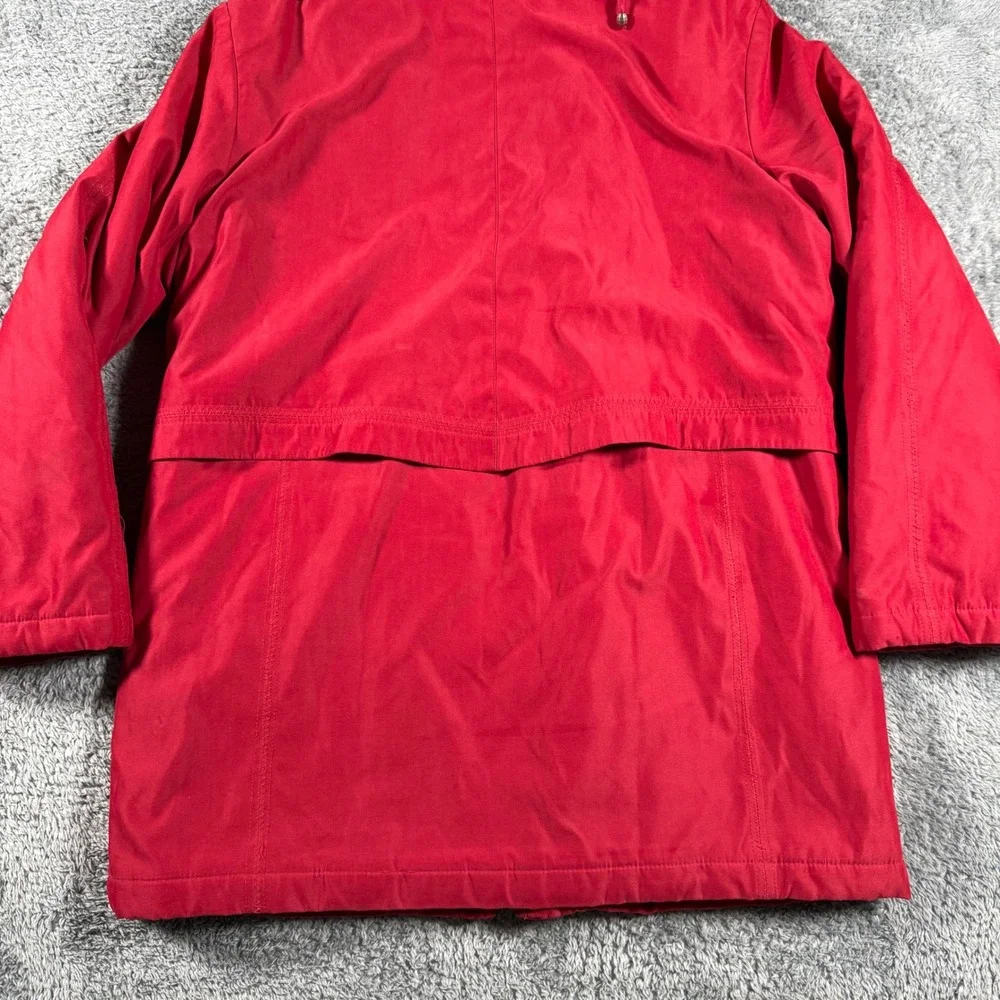 VTG Mackintosh New England Parka Jacket‎ Womens Medium Red Hooded Quilted Lining